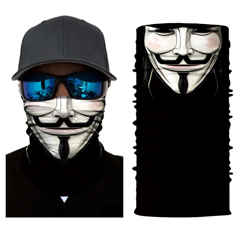 Magic Scarf-Balaclava with Ghost Skull design, perfect for biking, snowboarding, or cosplay. Ideal for edgy style!
