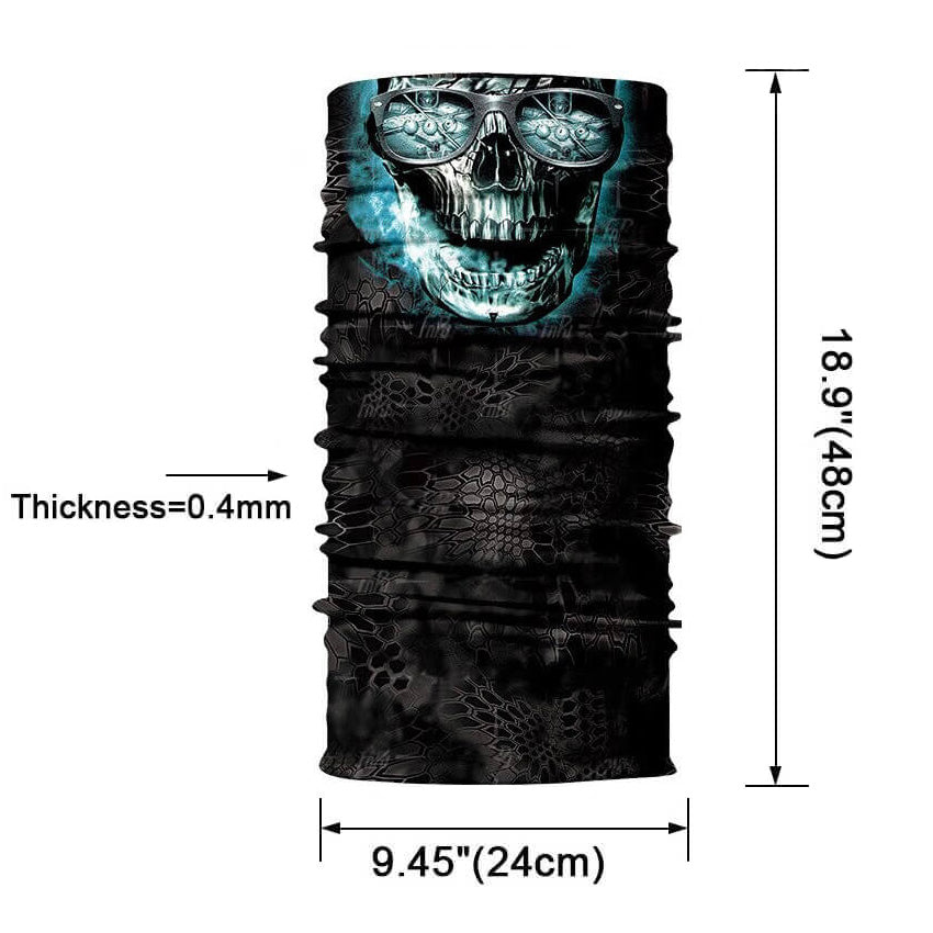 Magic scarf-balaclava with ghost skull design, perfect for biker style and alternative accessories.