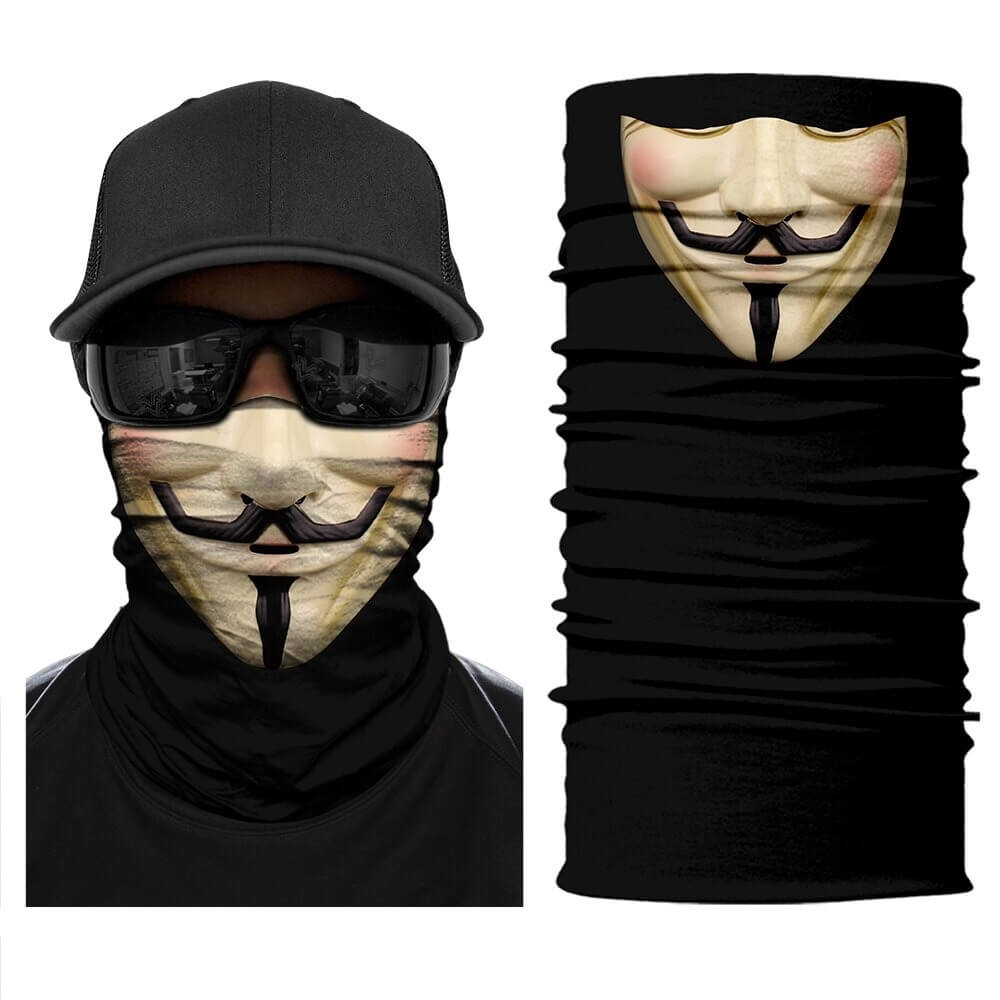 Magic balaclava face cover featuring a ghost skull design, perfect for biking and alternative fashion.