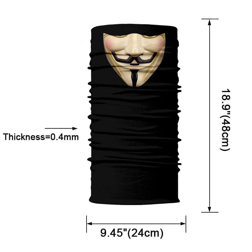 Magic scarf balaclava featuring ghost skull design, perfect for biking and making a bold statement.