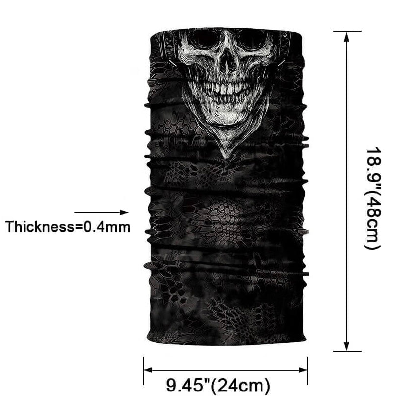 Magic Scarf-Balaclava with Ghost Skull design, breathable and windproof, ideal for bikers and outdoor enthusiasts.