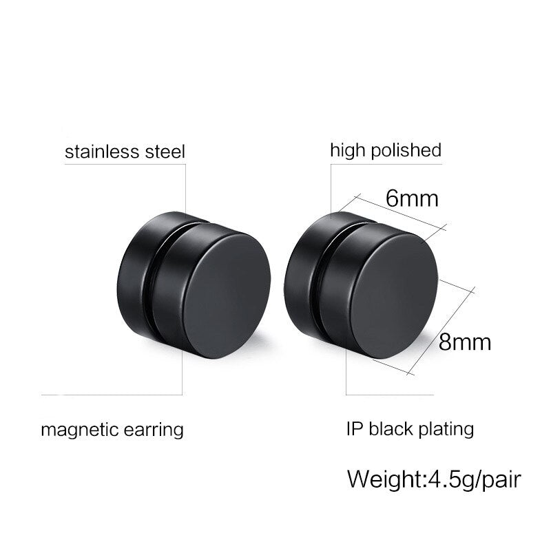 Magnetic Stud Earrings For Men And Women / Stainless Steel Jewelry - HARD'N'HEAVY