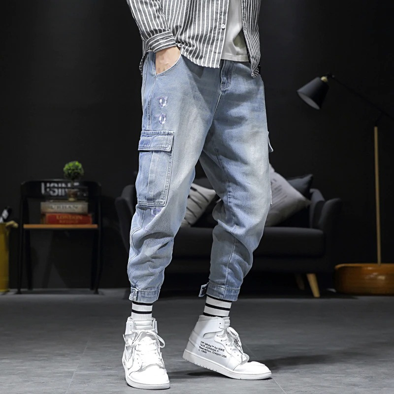 Male Alternative Ankle-Length Jeans Pants / Loose Slim Denim Trousers For Men - HARD'N'HEAVY