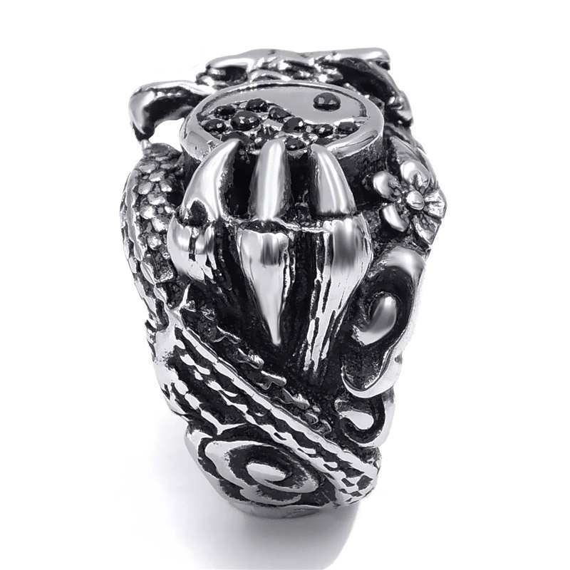 Male Dragon Claw 316L Stainless Steel Biker Ring / Alternative Fashion Jewelry for Men - HARD'N'HEAVY