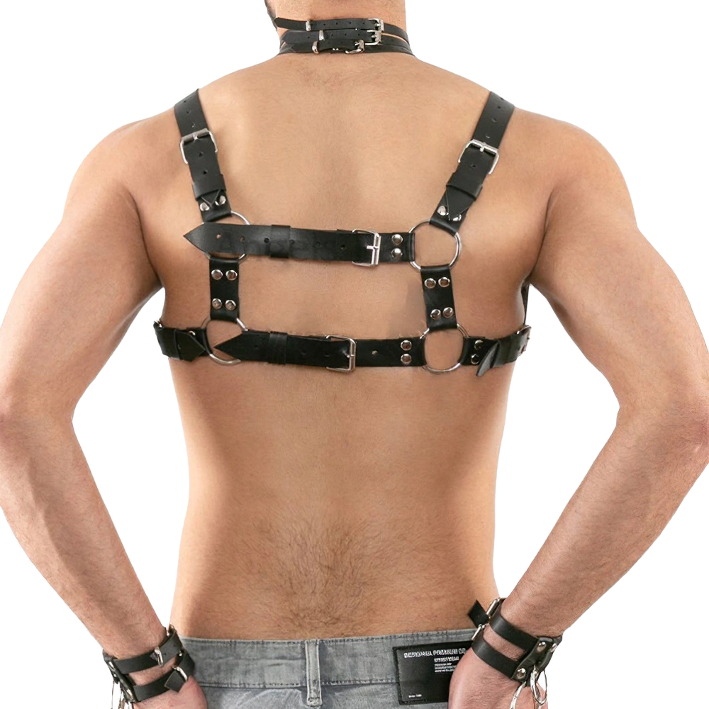 Male Fetish Adjustable Body Harness / Gothic PU Leather Belts for Men / Punk BDSM Accessories - HARD'N'HEAVY