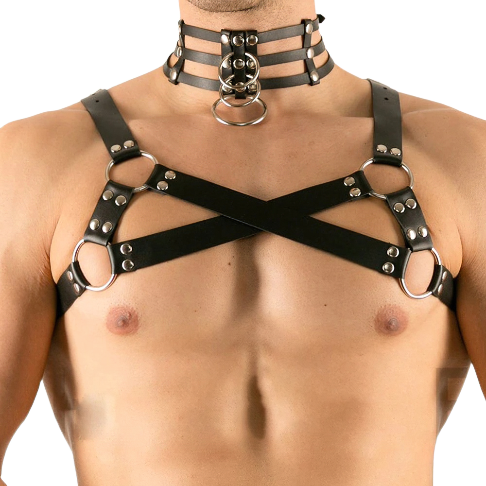 Male Fetish Adjustable Body Harness / Gothic PU Leather Belts for Men / Punk BDSM Accessories - HARD'N'HEAVY