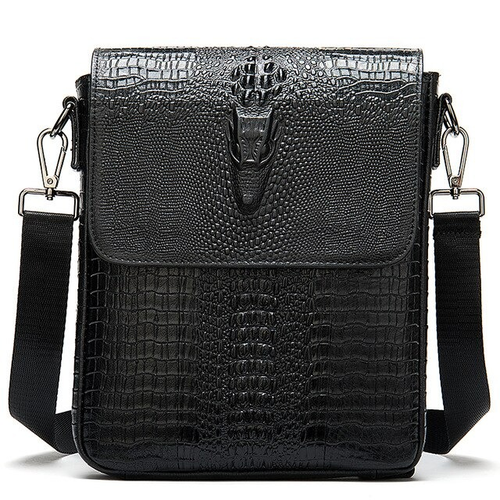 Bolso masculino de cuero genuino con patrón de cocodrilo/bolsas de mensajero de hombro de moda para hombres