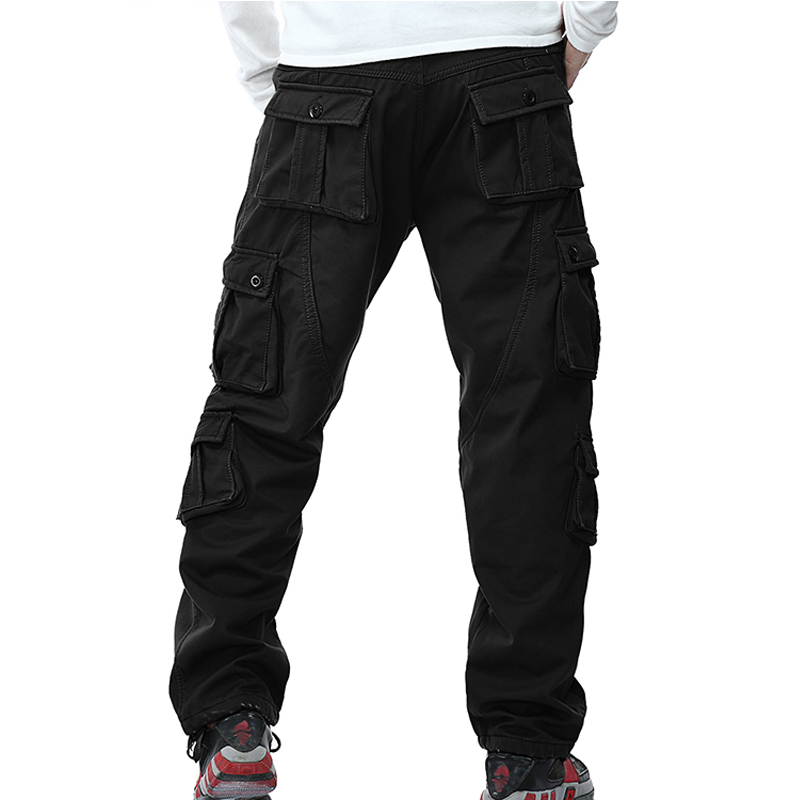 Male Military Thick Warm Cargo Pants / Rock Style Casual Fleece Fur Trouser With Pockets - HARD'N'HEAVY