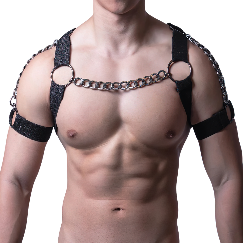 Mens Body Harness Adjustable Buckle Body Chest Harness Gay Black PU Leather  Sexy Punk Chest Belt Fashion Costume