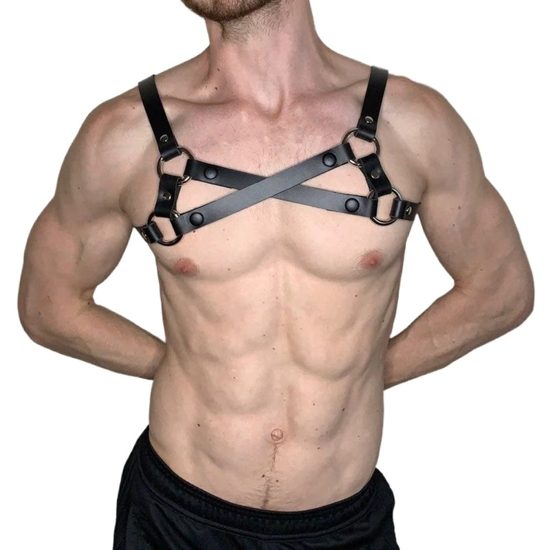 Male PU Leather Sexy Harness / Fetish Adjustable Belt / Erotic Punk Rave Bondage - HARD'N'HEAVY
