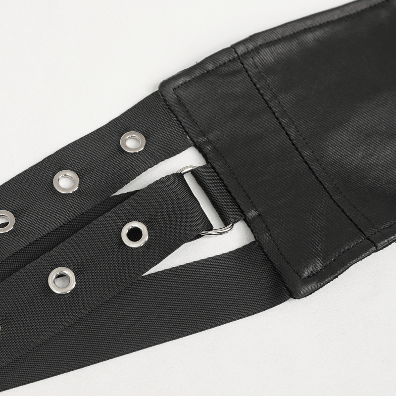 Black male punk belt featuring eyelet details and adjustable buckle for alternative style.
