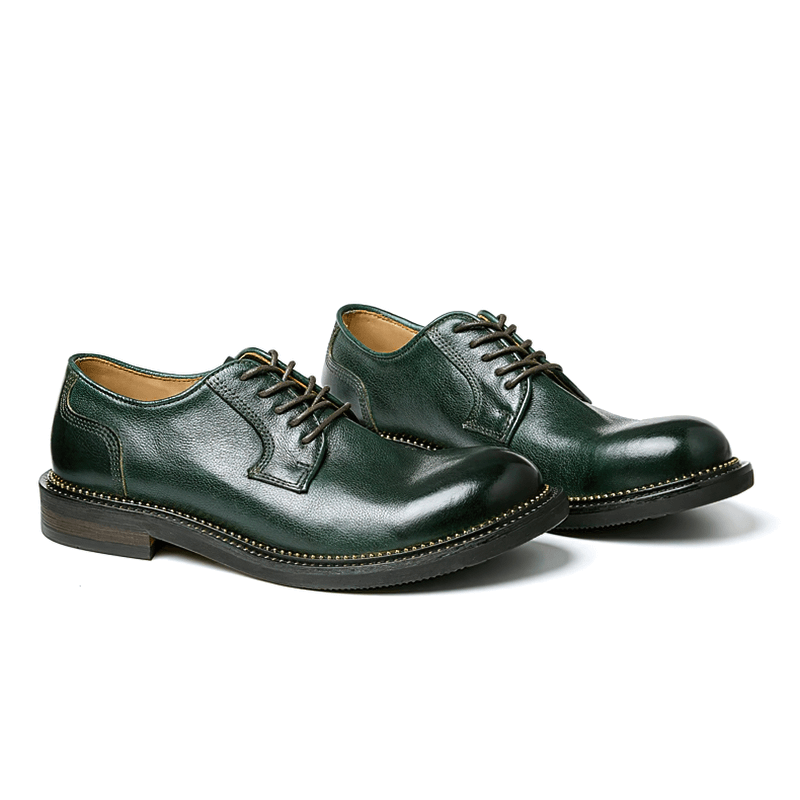 Male Retro Elegant Leather Shoes / Soft Lace-up Round Toe Oxfords / Casual Men's Footwear