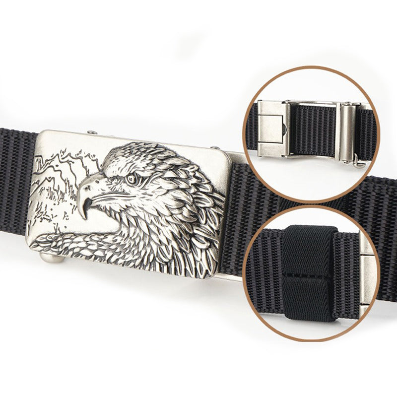 Male Tactical Military Canvas Belt with Eagle on Buckle / Outdoor Army Belt - HARD'N'HEAVY