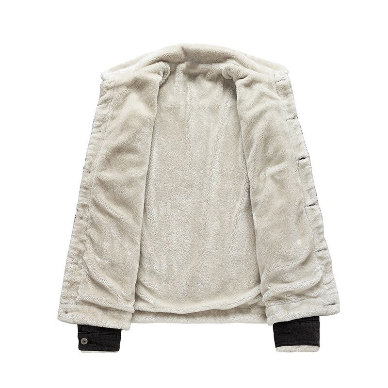 Cozy beige vintage winter jacket interior, showcasing soft lining and stylish design perfect for cold weather.