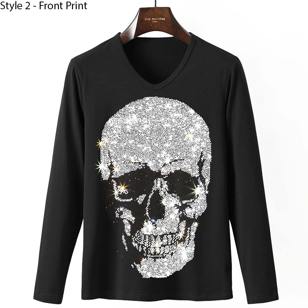 Men's Rock Style Skeleton Sweatshirt / Male Sweatshirt With Rhinestones - HARD'N'HEAVY