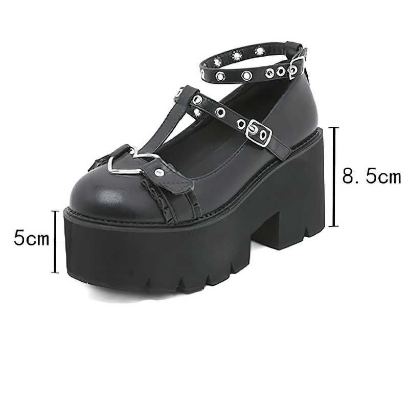 Mary Jane Women's Platform Shoes / Stylish Ankle Strap Heart Buckle Thick Chunky Heel Shoes