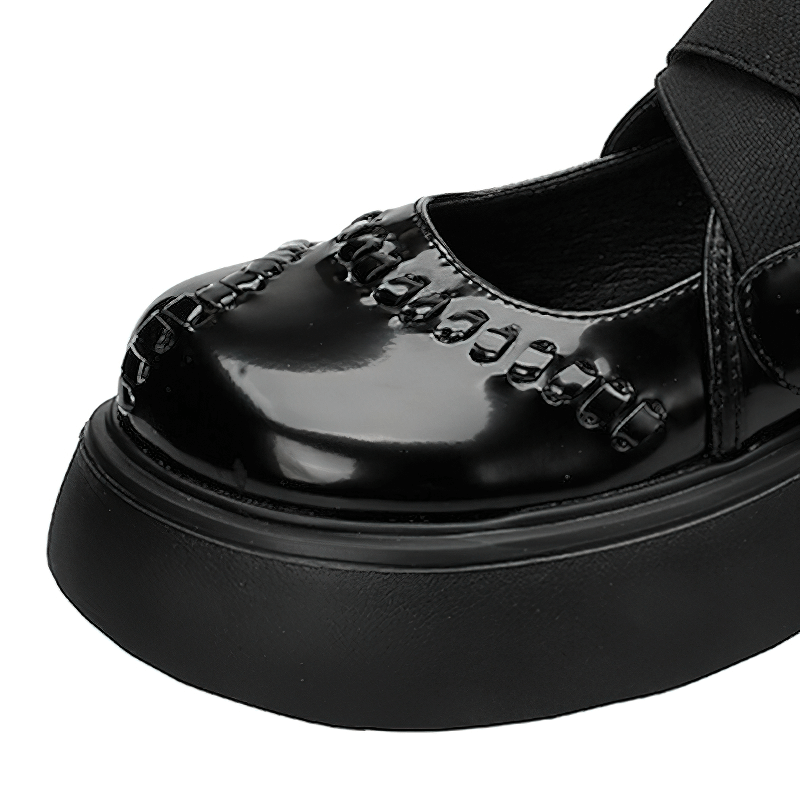 Mary Janes Women's Wedge Patent Leather Shoes / Stylish Ladies Mid Heel Buckle Shoes