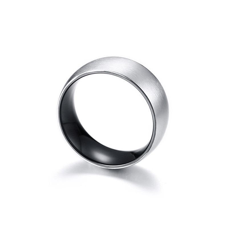 Matte surface stainless steel ring with polished black inner, perfect alternative jewelry for men and women.