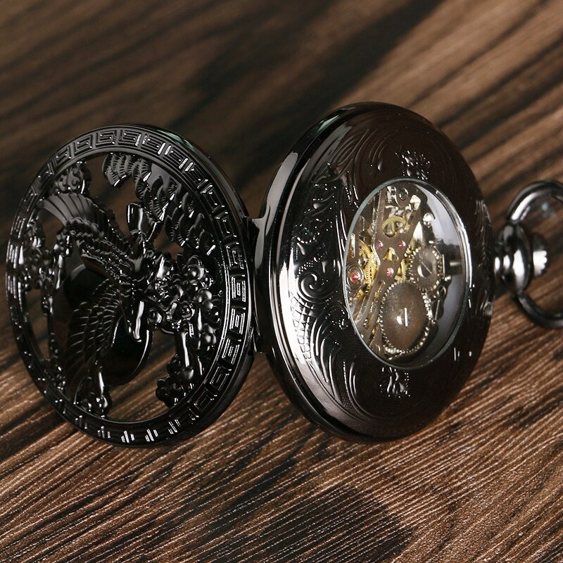 Mechanical pocket watch with flying eagle design, showcasing intricate details and luxurious style.
