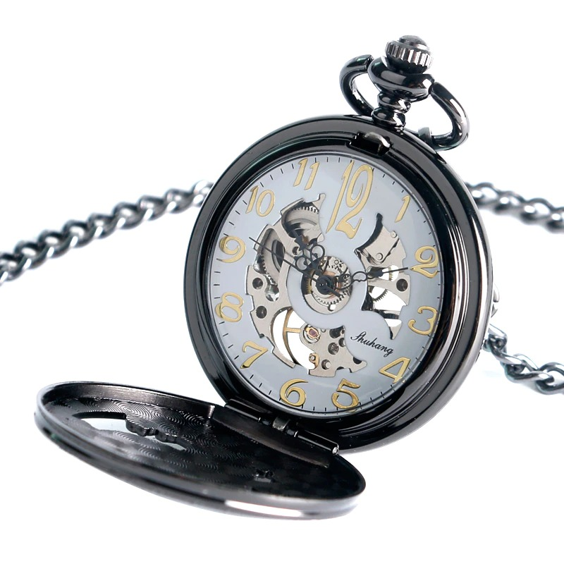 Mechanical pocket watch with flying eagle design, stylish chain, suitable for men and women, perfect gift accessory.