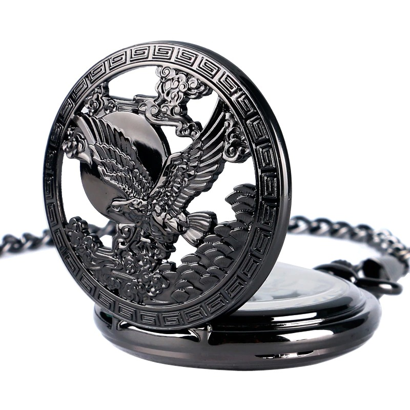 Elegant mechanical pocket watch featuring a flying eagle design, perfect accessory for men and women.
