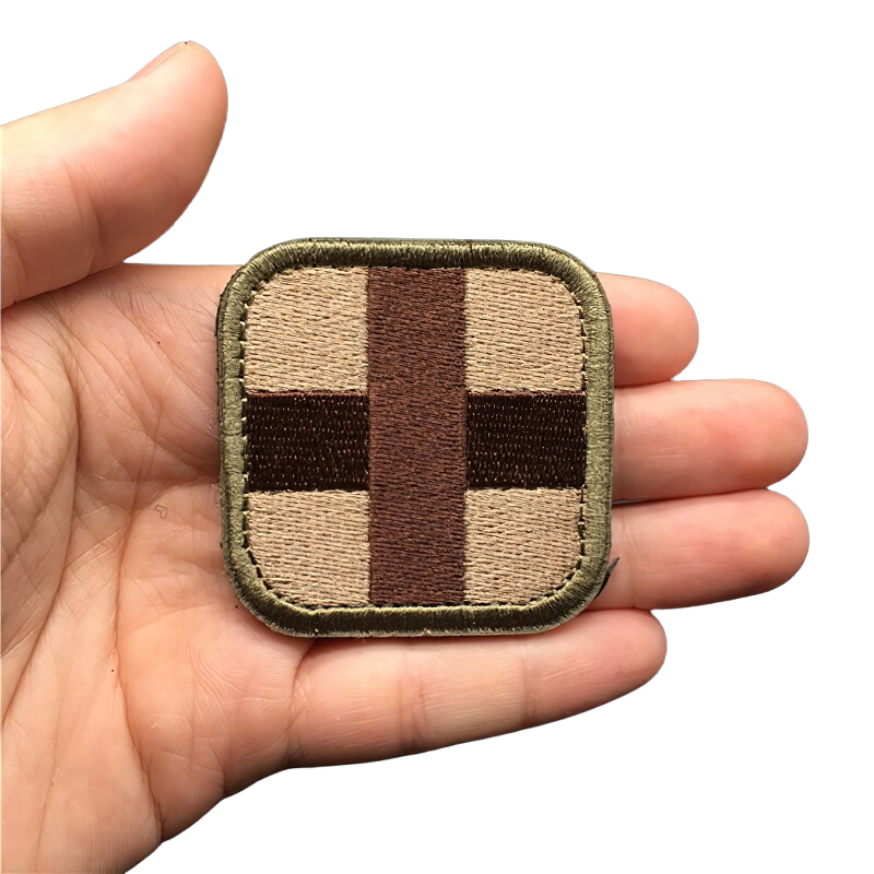 Unisex military embroidered patch featuring a multicolor medical cross design, perfect for tactical wear.