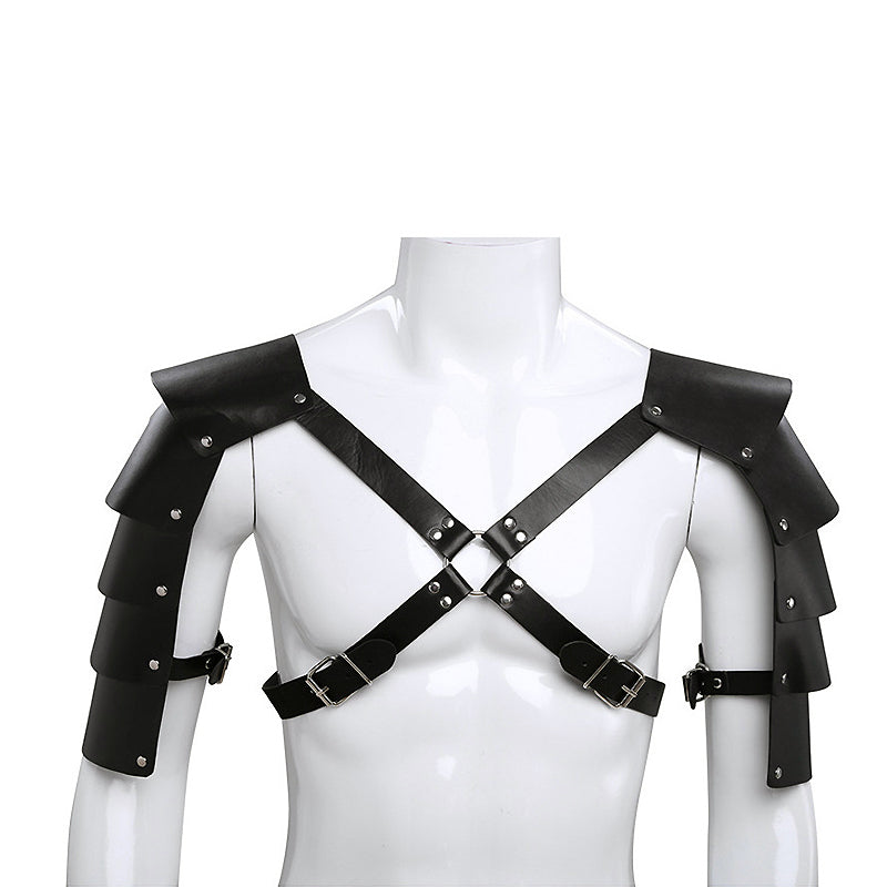 Medieval Costume Armor / Gothic Cosplay Accessories / Knights Shoulder PU Leather Body Harness - HARD'N'HEAVY
