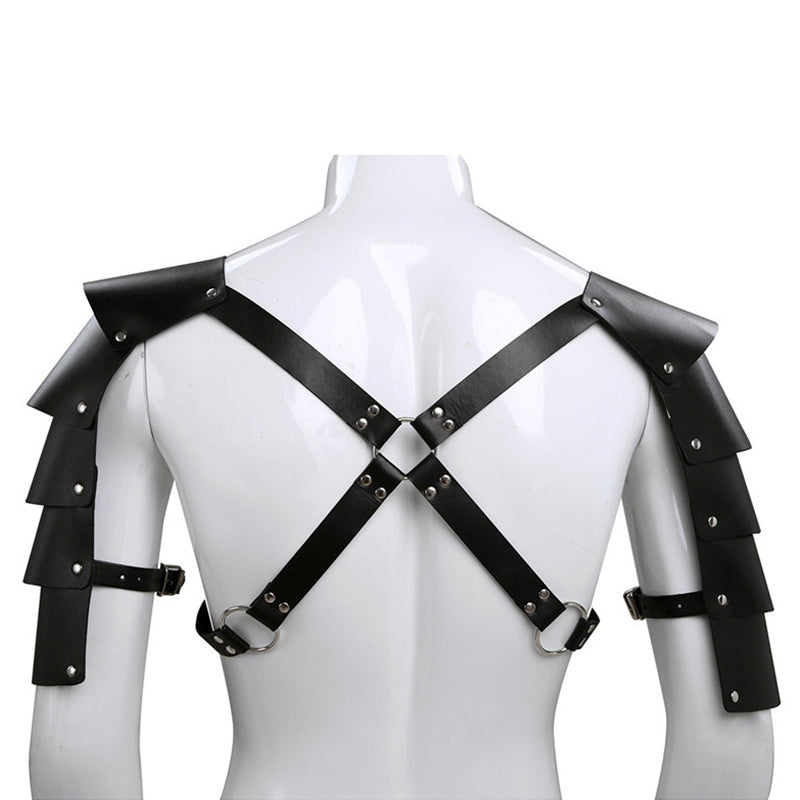 Medieval Costume Armor / Gothic Cosplay Accessories / Knights Shoulder PU Leather Body Harness - HARD'N'HEAVY