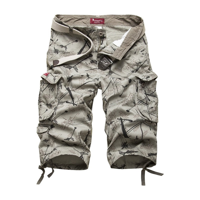 Men Cargo Cotton Shorts with Side Pockets / Alternative Fashion Camouflage Multi-Pocket Pants - HARD'N'HEAVY