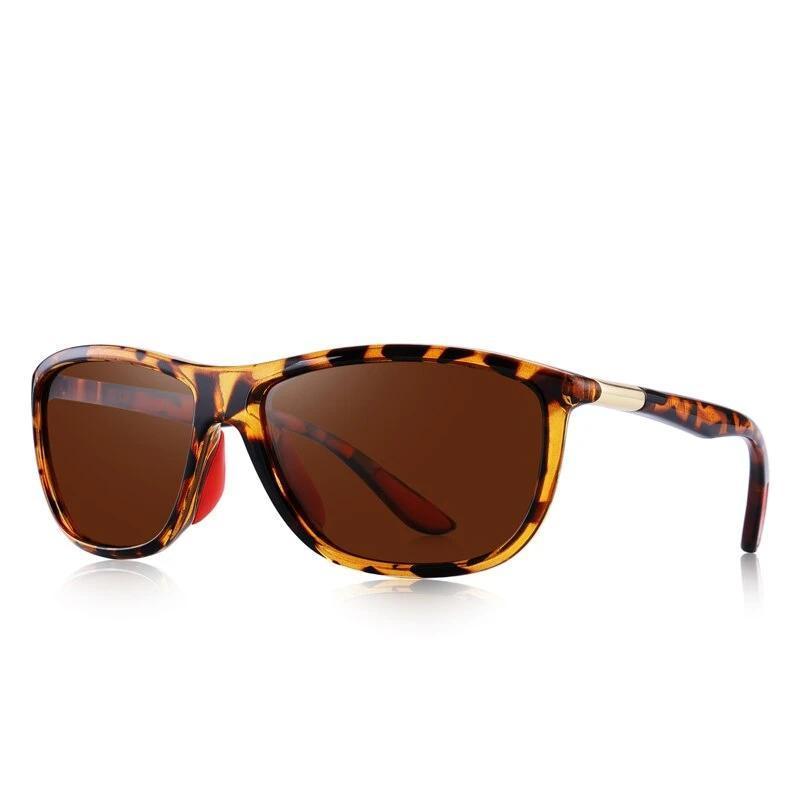 Men's HD polarized sunglasses in tortoise shell, perfect for sports, fishing, and providing UV400 protection.