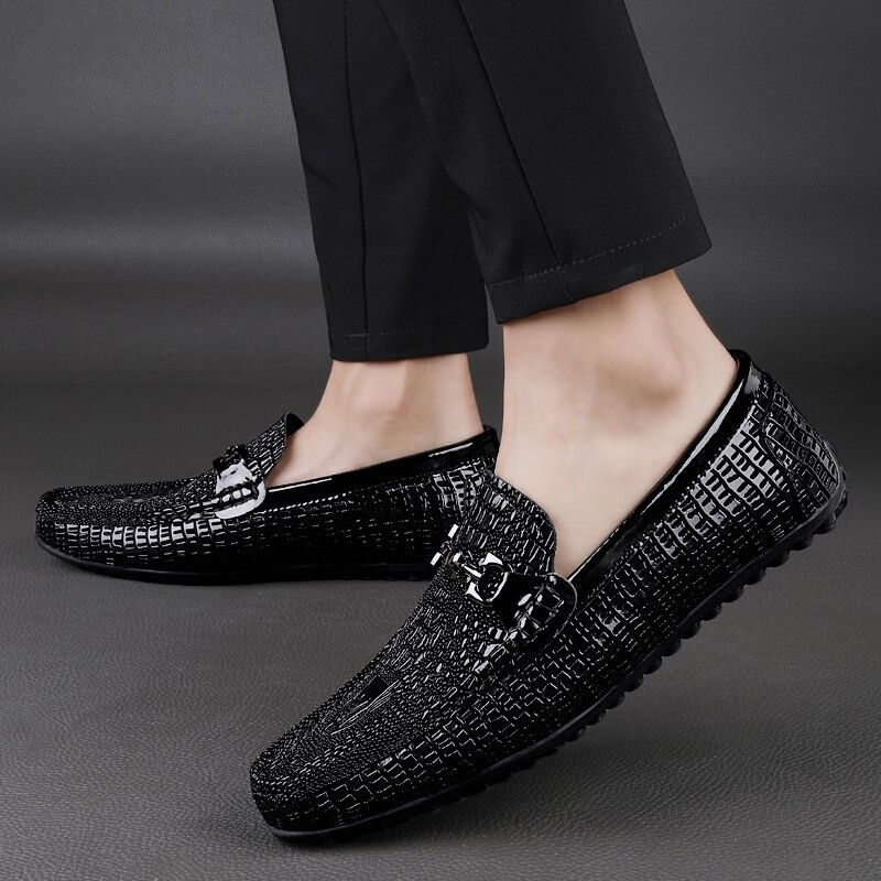 Black loafers slip on sales