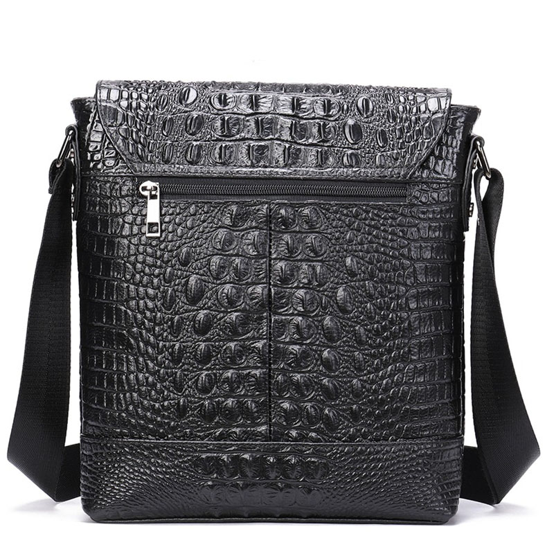 Men’s Genuine Leather Bag With Crocodile Pattern / Stylish Shoulder Flap Zipper Bags - HARD'N'HEAVY