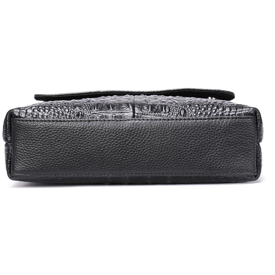 Men’s Genuine Leather Bag With Crocodile Pattern / Stylish Shoulder Flap Zipper Bags - HARD'N'HEAVY