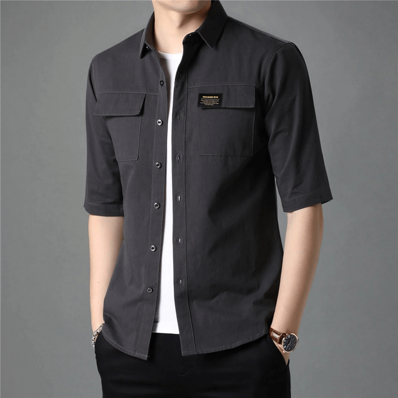 Men's Half Sleeve Shirt with Chest Pockets / Button-up Shirts / Aesthetic Clothing for Men