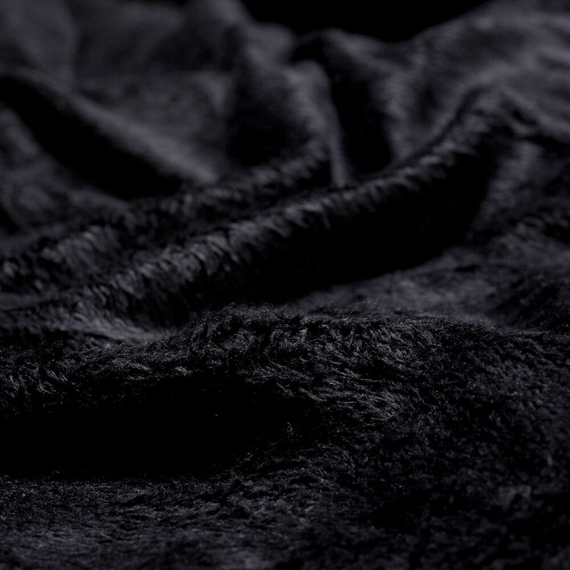 Close-up of soft black plush fabric, perfect for lining men's denim jackets for added warmth and comfort.