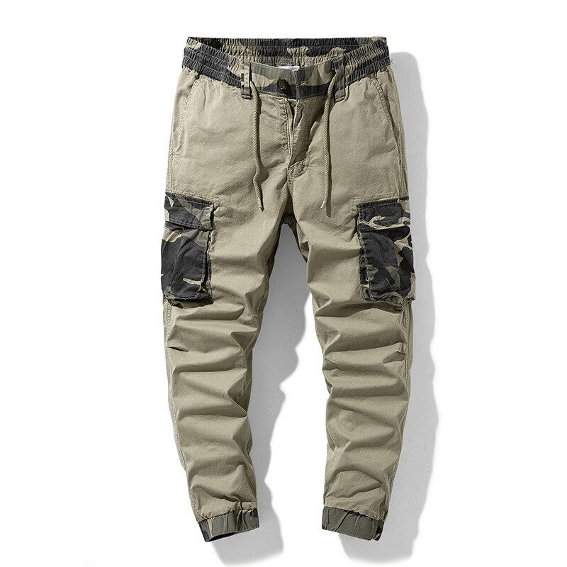 Men's Joggers with Camouflage Elements / Cargo Elastic Waist Trousers / Streetwear for Men