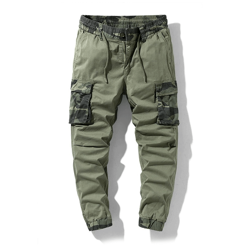 Men's Joggers with Camouflage Elements / Cargo Elastic Waist Trousers / Streetwear for Men - HARD'N'HEAVY
