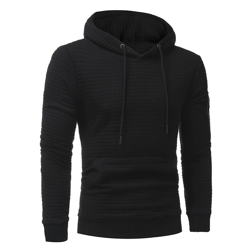 Men's black long sleeve hoodie with a modern cut and stylish design, perfect for casual outfits.