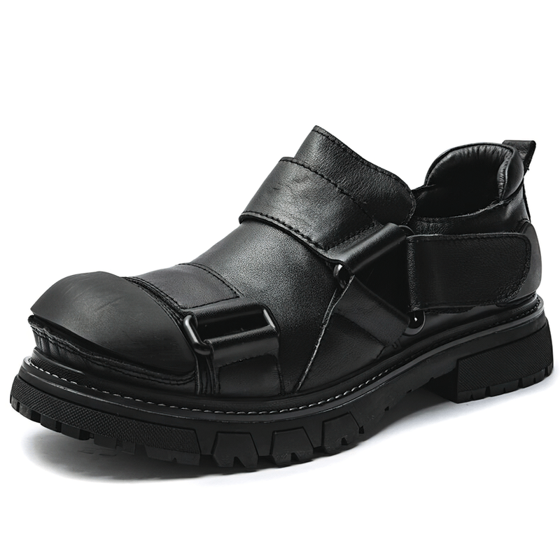 Men's luxury genuine leather punk rock shoes with a stylish design and non-slip rubber platform.
