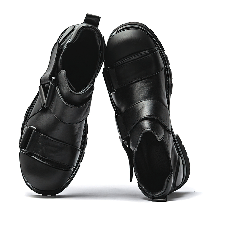 Men's luxury punk rock shoes made of genuine leather with a stylish rubber platform, perfect for comfort and fashion.