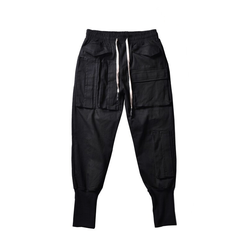 Men's black cargo joggers with multiple pockets and stylish cut for alternative fashion.