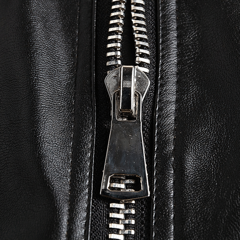 Men's Punk Leather Jacket with Skull Rivets / Fashion Zipper Motor Jackets