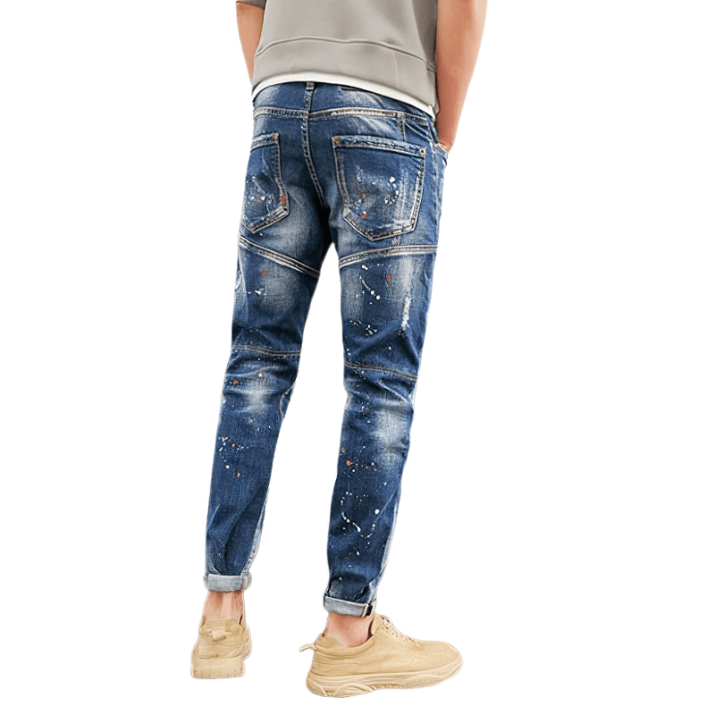 Men's Stylish Zipper Denim Pants / Alternative Style Ripped Jeans / Comfortable Male Clothing