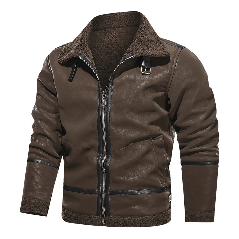Men's Warm Zipper Leather Motorcycle Jackets / Vintage Fashion Outerwear - HARD'N'HEAVY