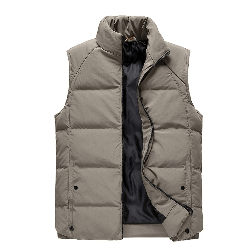 Men's Zipper Stand Collar Vest / Cotton-Padded Sleeveless Jackets / Male Fashion Outerwear