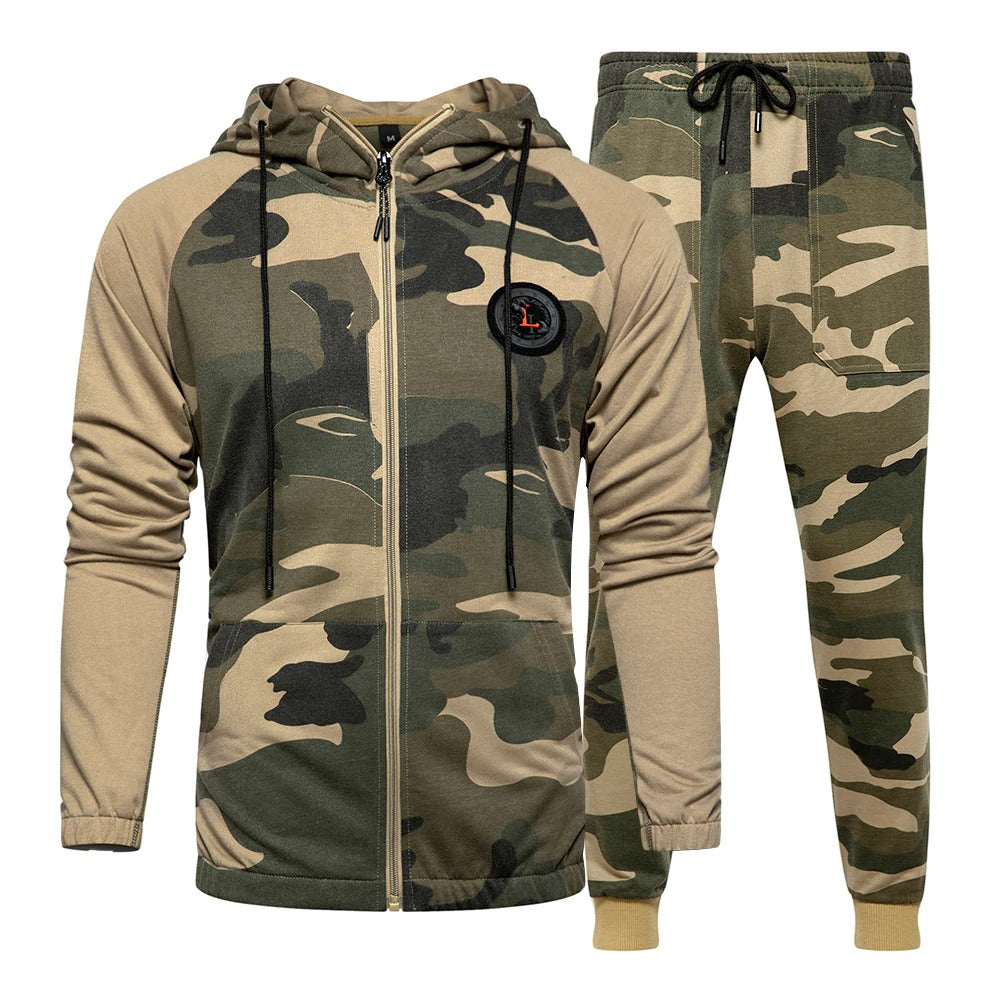Men Set of Camouflage Tracksuit / Camo Jacket+Pants Set Men's Sportswear / Hooded Sweatshirt - HARD'N'HEAVY