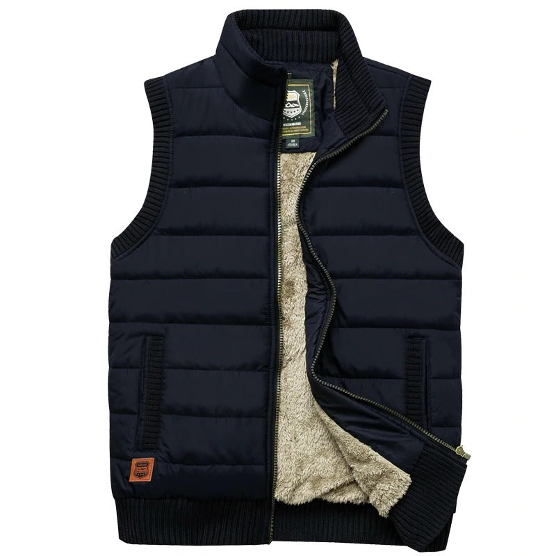 Warm men's sleeveless fleece vest in Gothic style, perfect for alternative fashion outfits.