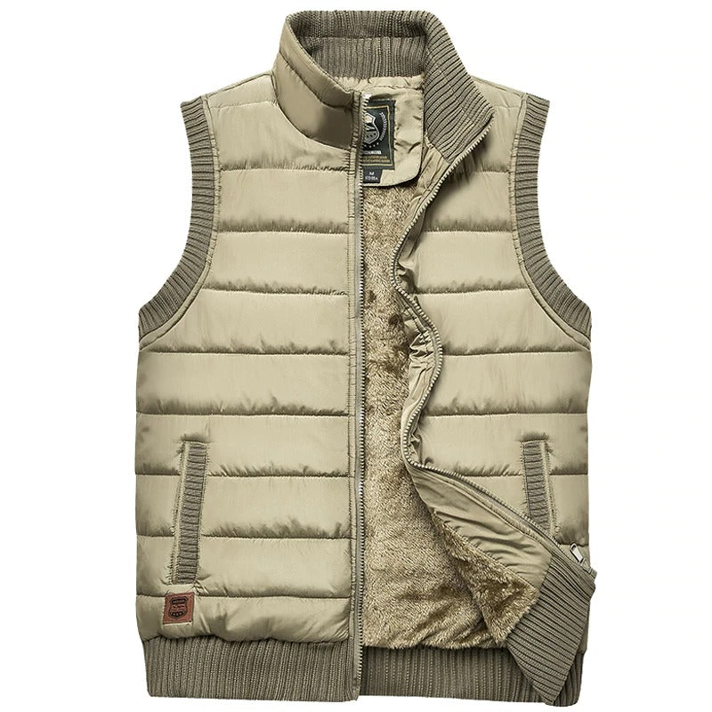 Warm men's sleeveless fleece vest in alternative fashion, perfect for Gothic style outfits.