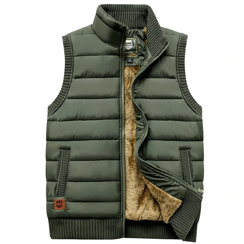 Warm men's sleeveless vest jacket with fleece lining in alternative fashion, perfect for gothic styles.