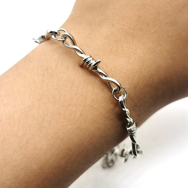 Men's And Women's Iron Wire Bracelet With Thorns / Gothic Style Barbed Wire Unisex Jewelry - HARD'N'HEAVY